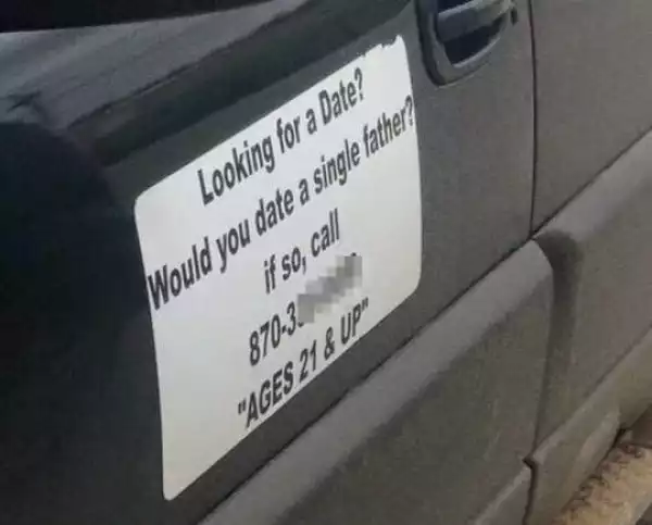 See What Single Dad Places On His Car To Find A New Girlfriend