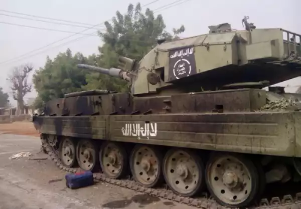 See the Boko Haram armoured tank captured by Nigeria troops in Michika