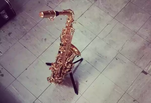 Seun Kuti shows off his Million Naira Saxophone