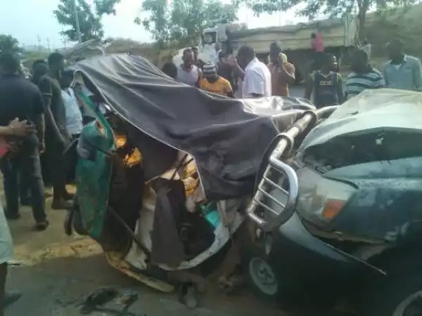 The accident before Galadimawa Roundabout yesterday