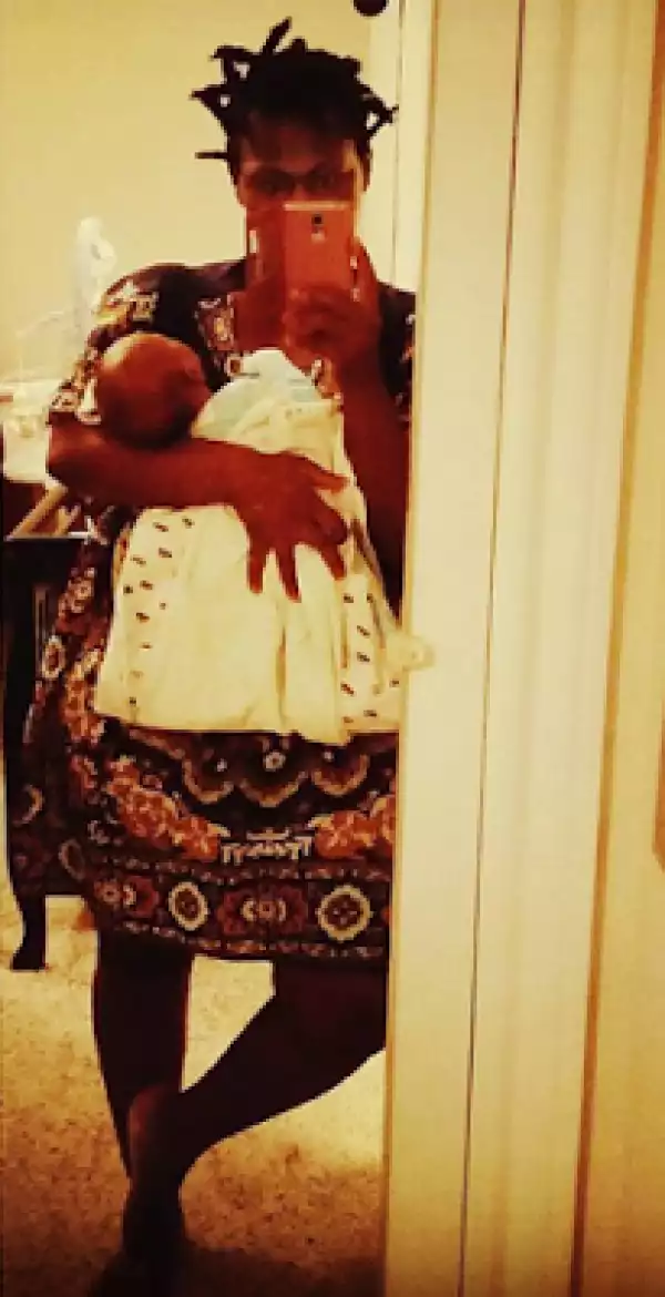 Uche Jombo Shares Photo With Her Newborn Son