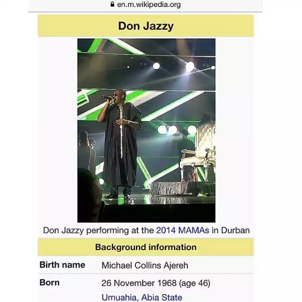Wikipedia Says Don Jazzy Is 