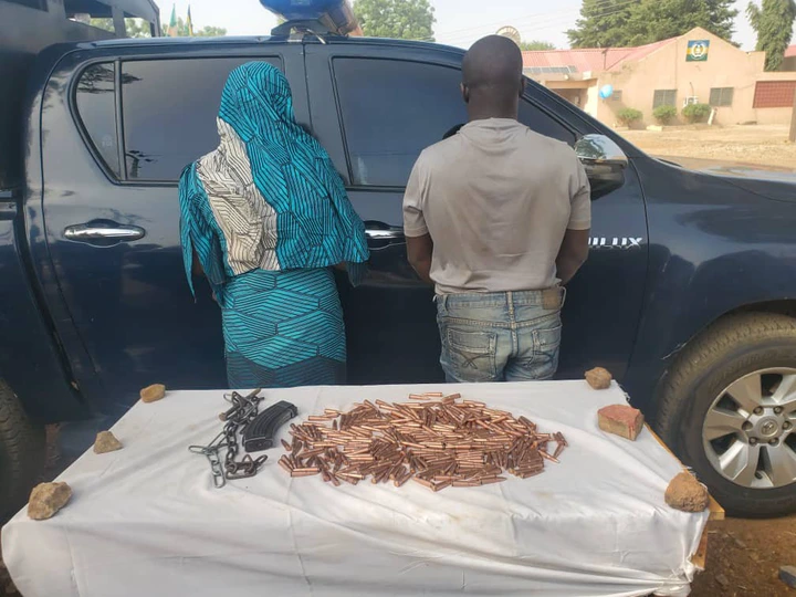 Female Among Two Gun Runners Arrested With 325 Rounds Of Ammunition, AK 47 Magazine To Supply Bandits