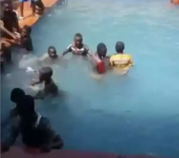 Children enjoying a swim in Oba of Lagos