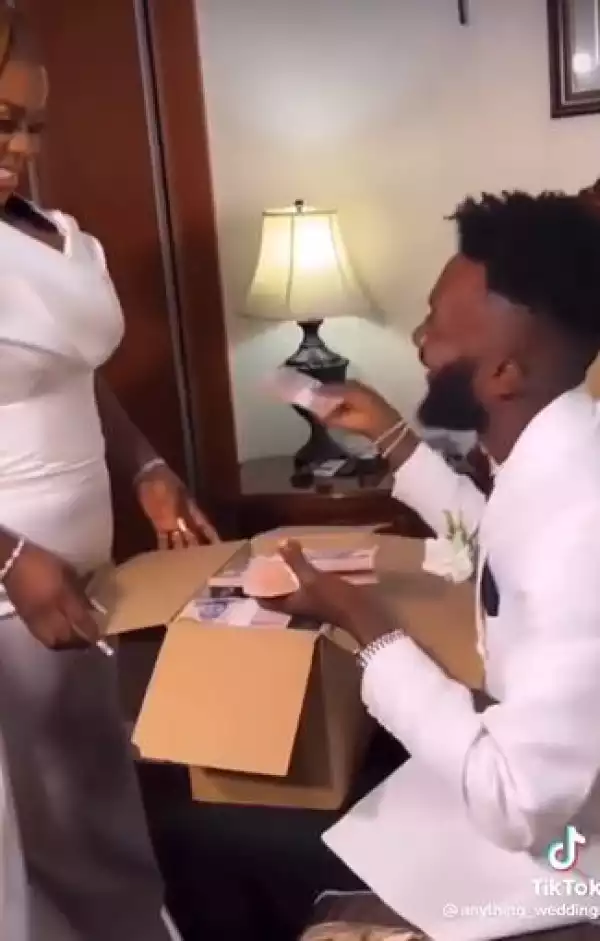 The Romantic Moment A Bride Gifted Her Groom A Box Filled With Cash On Their Wedding Day (Video)