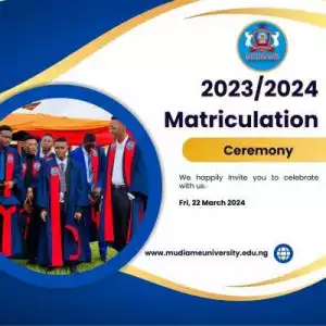 Mudiame University announces 3rd matriculation ceremony
