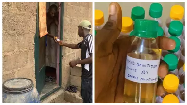 NYSC member donates hand sanitisers in Ogun (Photo)