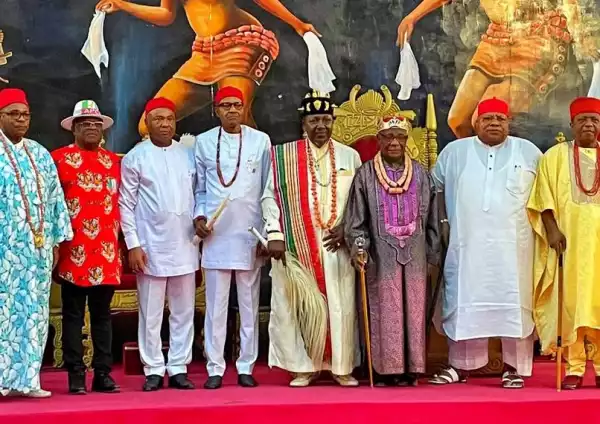 President Buhari Conferred With Chieftaincy Title At Imo Palace