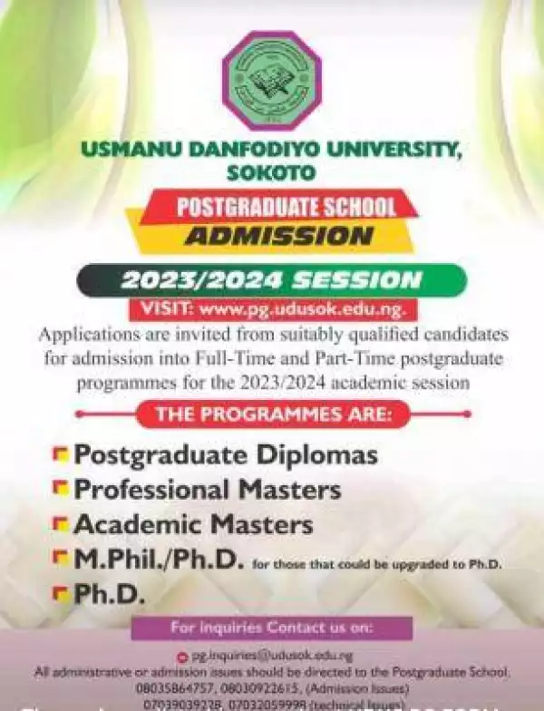 UDUSOK Postgraduate admission form, 2023/2024