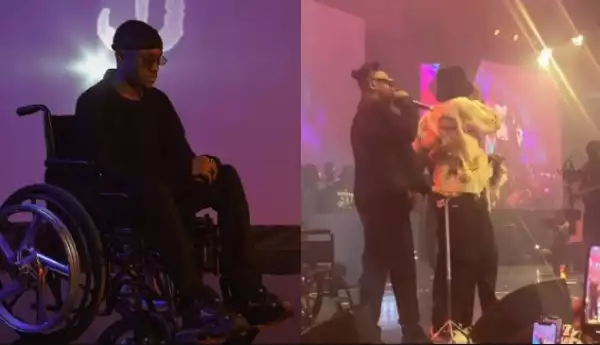 Fans Go Wild As Singer Victony Stands To Perform For First Time Since His Accident (Video)