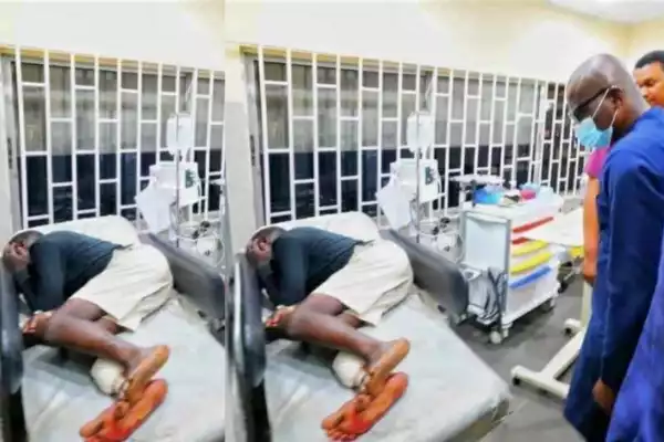 Moment Injured Protester Refused To See Governor Sanwo Olu During His Visit At The Hospital (Photo)