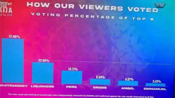 BBNaija: How Viewers Voted for Whitemoney, Cross, Liquorose