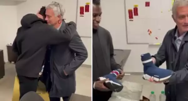 Mourinho Gifts Balenciaga Shoe Worth Over N500,000 to Roma Teenager For Scoring Two Goals (Video)