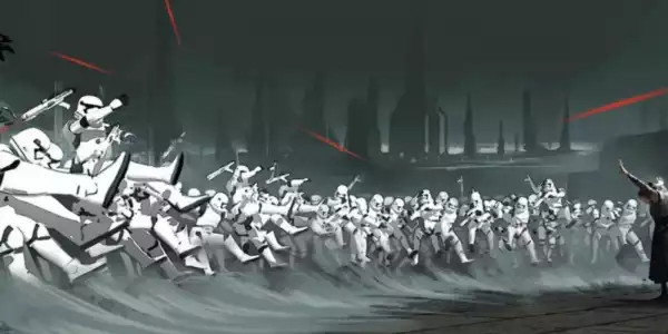 Rey Uses the Force On an Entire Stormtrooper Fleet in Rise of Skywalker Concept Art