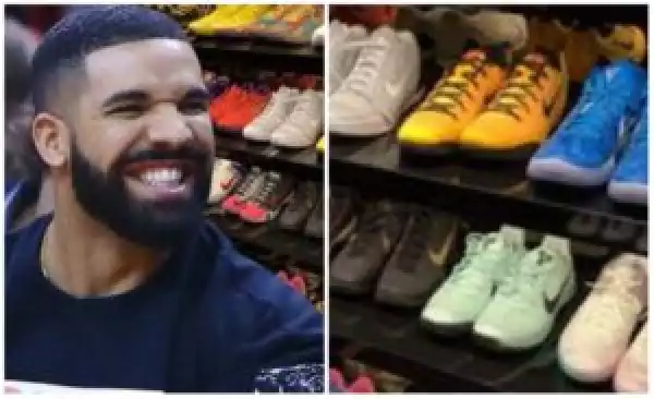 Drake shows off his shoe collection as he self-isolate