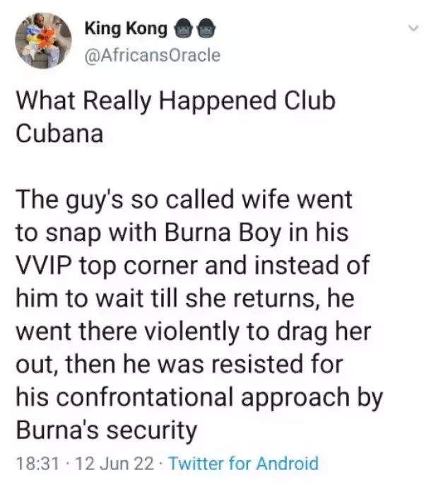 Burna Boy Was Approached At The Club By Married Woman - Witness Claims
