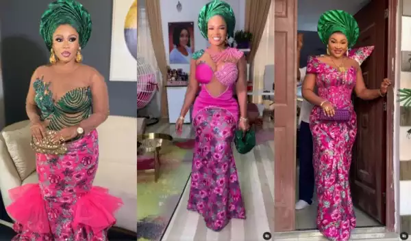 Wumi Toriola, Iyabo Ojo, Mercy Aigbe, Bobrisky, and others battle for best dressed at colleague’s wedding (photos)