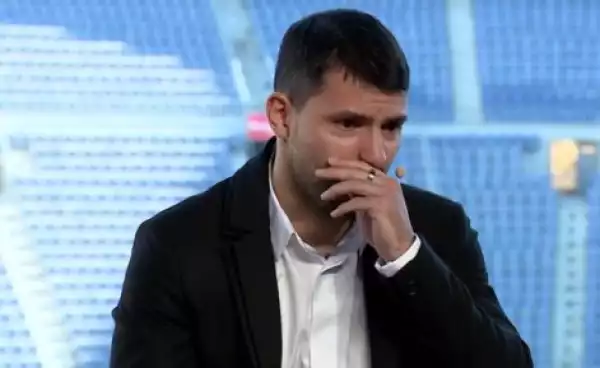 Sergio Aguero Cries As He Quits Football Due to Heart Problem