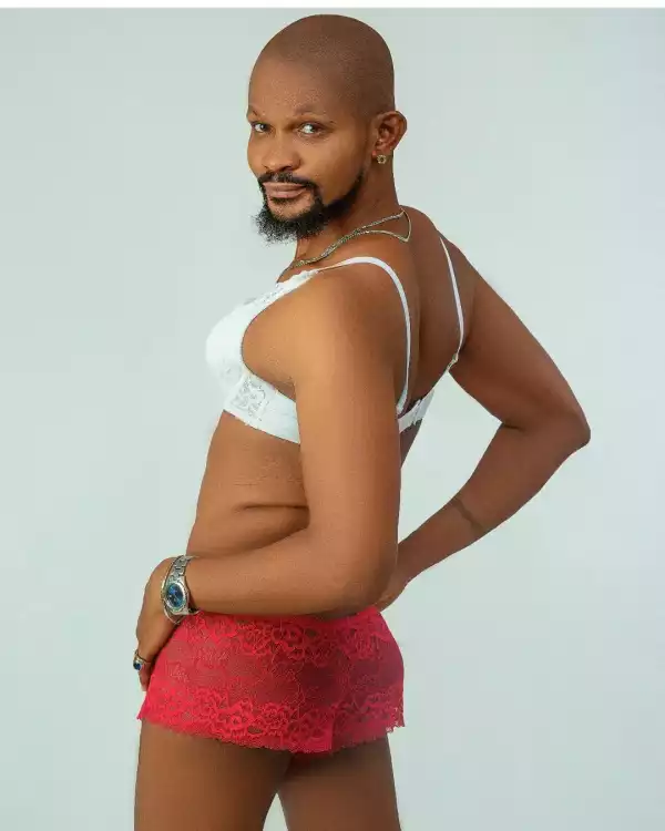 Actor Uche Maduagwu Poses In Red Female Panty And Bra To Celebrate Valentine