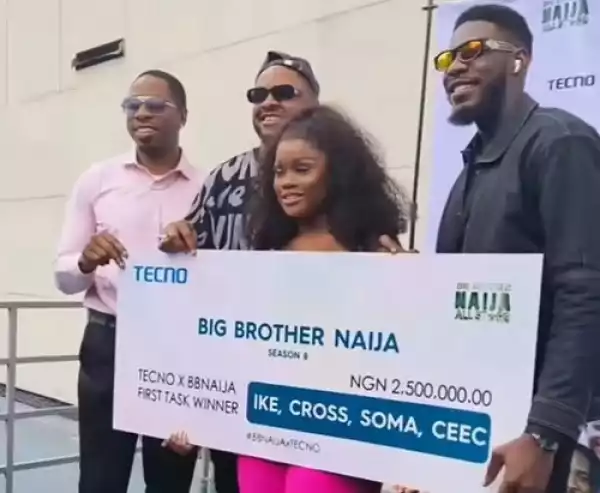 Cross, Soma, CeeC, And Ike Get N2.5 million Cash As Winners of BBNaija All Stars First Task (Video)