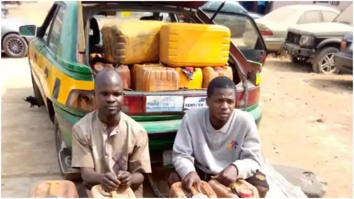 JUST IN!!! Two Illegal Marketers Arrested With 30 Kegs Of Petrol In Kwara