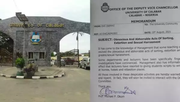 UNICAL Authorities Frowns Over Increasing Rate Of Sorting, Says Lecturers Give Students Scripts To Write Exams At Homes, Hotels And Relaxation Places