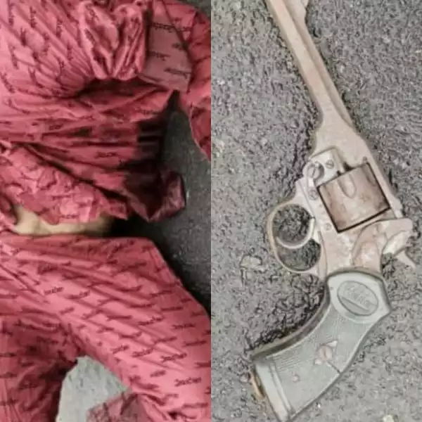 Notorious armed robber shot dead in Imo, police revolver pistol recovered from him (photos)