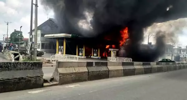 SO SAD!!! Fire Guts Petrol Station, Destroys Shops, Buildings In Ibadan