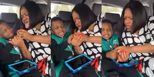 “Have the fear of God” Bukunmi Oluwashina, Mercy Aigbe, other stars react as Toyin Abraham and son fight over sweet (Video)
