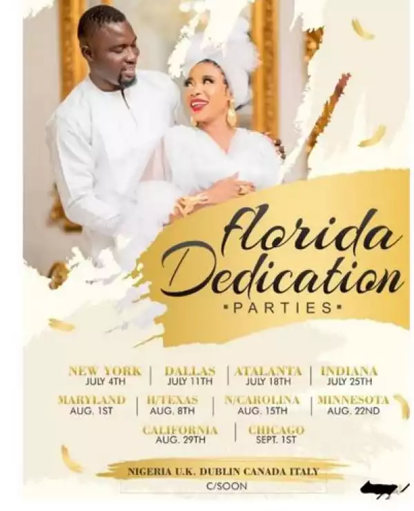 Actress Liz Anjorin And Husband Organize 10 Child Dedication Parties In Different Lcations For Their New Baby