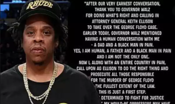 Jay-Z issues a statement regarding George Floyd
