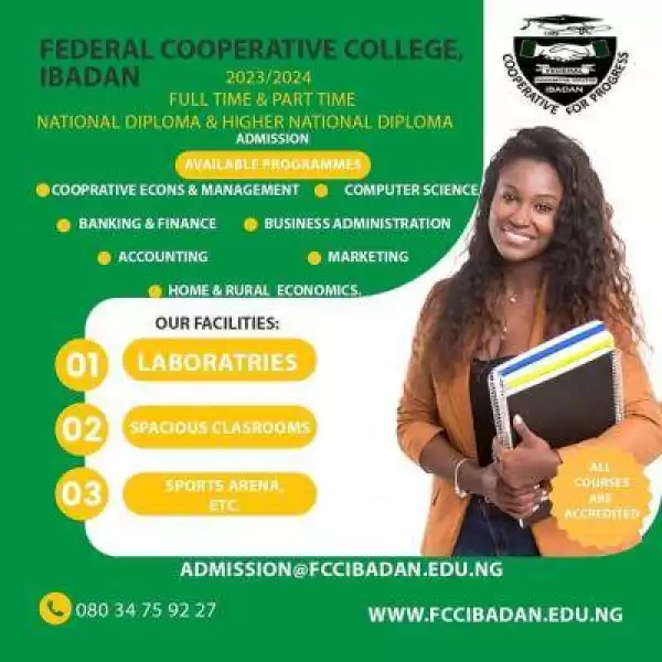 Federal Cooperative College admissions form, 2023/2024 session