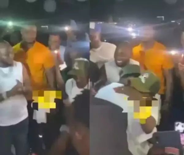 The Romantic Moment A Man Proposed To His Girlfriend In The Presence Of Davido At A Nightclub (Video)