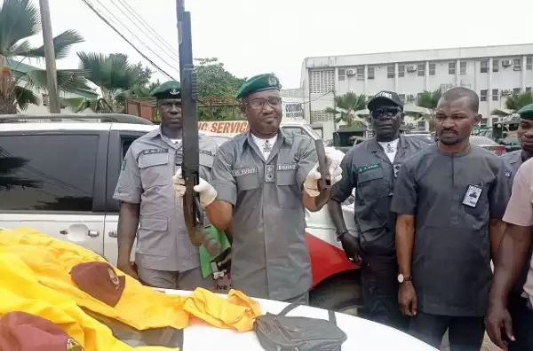 Customs Discover Pump Action, Pistol, Cartridges Inside Vehicle Chased From Lagos Airport
