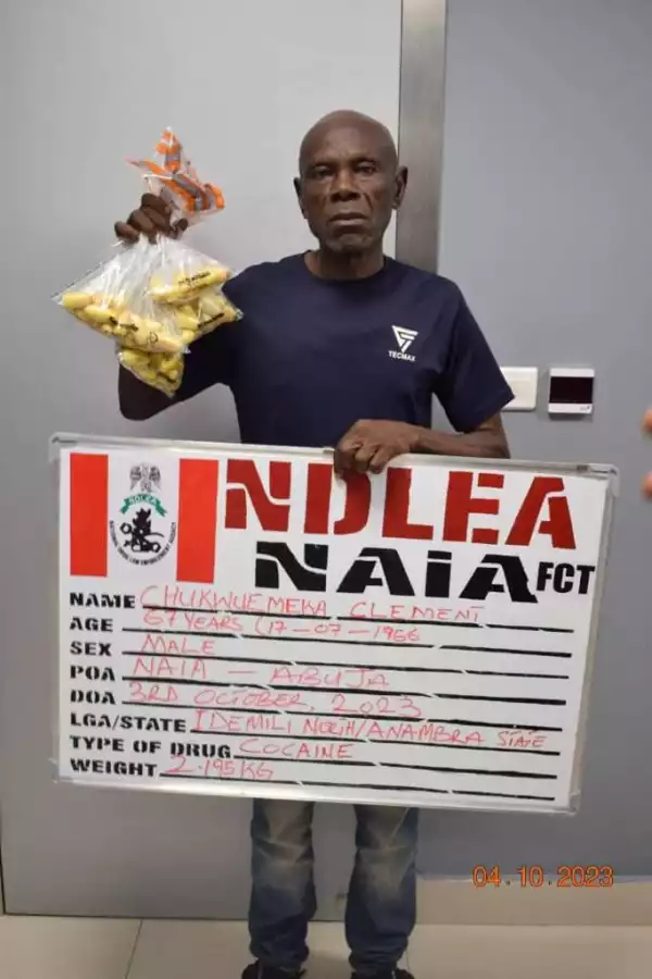 NDLEA Arrests 67-Year-Old Man For Ingesting 100 Wraps Of Cocaine, Nabs Saudi-Bound Lady With 52 Pellets