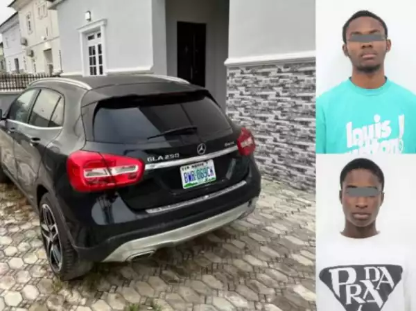Two Suspected Yahoo Boys Arrested In Abuja As EFCC Recovers Mercedes Benz, 2 MacBook Pro, 2 Gold Wristwatches