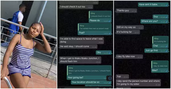 Last WhatsApp Conversation Between Iniubong And Her Friend, While On Her Way For The ill-fated Interview