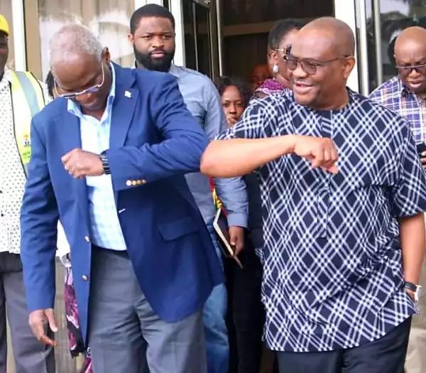 Coronavirus: Check Out How Wike And Fashola Greeted Today In Rivers
