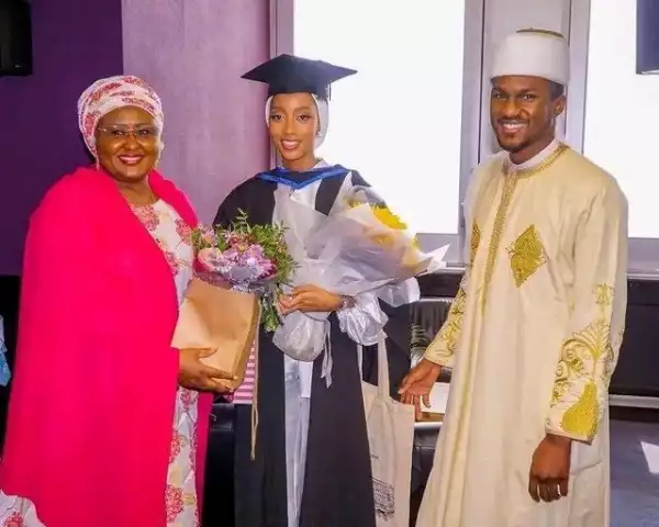 Nigerians Lambast Aisha Buhari For Posting Photos Of Daughter-in-law’s Graduation In The UK