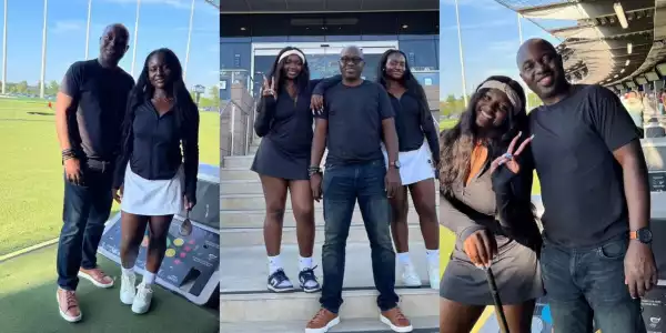 Kazim Adeoti beams with joy as he takes his daughters golfing