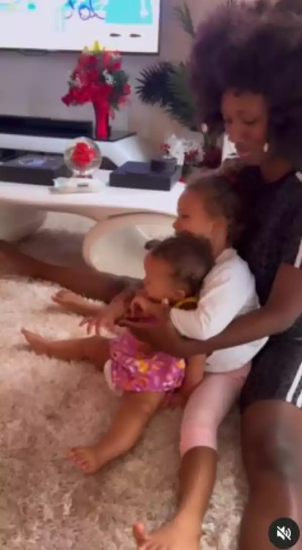 You Are Hurting Them - Social Media Users React To Video Of Korra Obidi Stretching Her Daughters (Video)