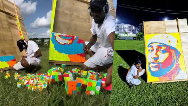 Man Creates Unique Portrait Of Davido Using 800 Pieces Of Rubik’s Cubes (Video)