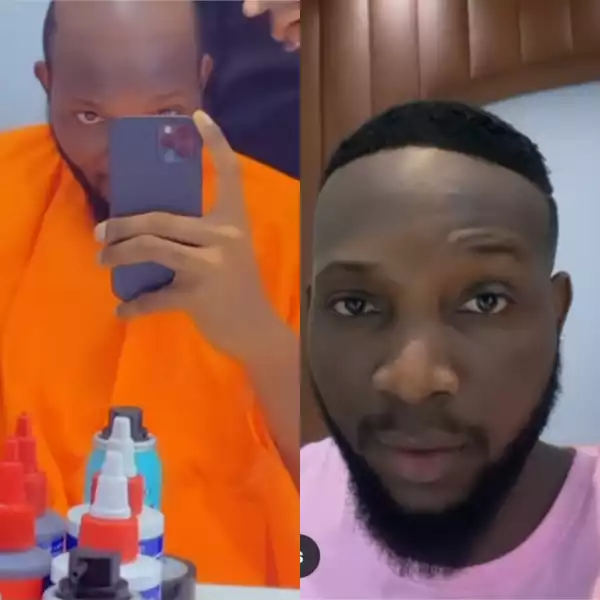 BBNaija Star, Tuoyo Fixes Artificial Hair To Cover His Bald Spots (Video)