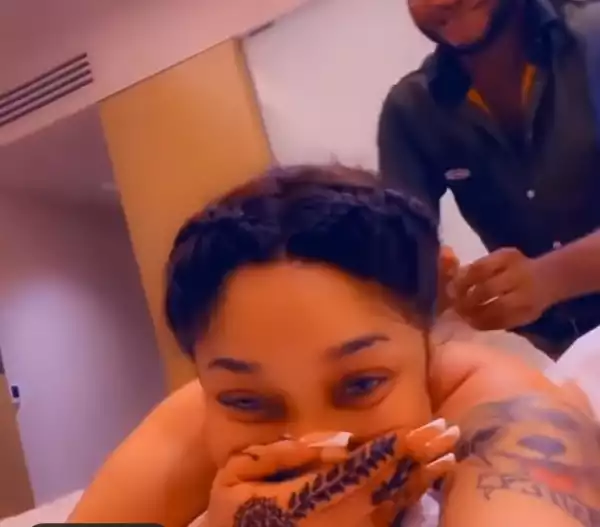 Tonto Dikeh Shows Off Back Tattoo As She Receives Massage (Video)