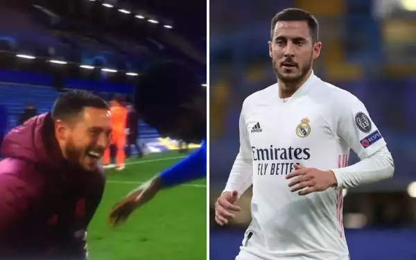 Eden Hazard issues apology to Real Madrid fans after laughing and joking with Chelsea players following Champions League exit