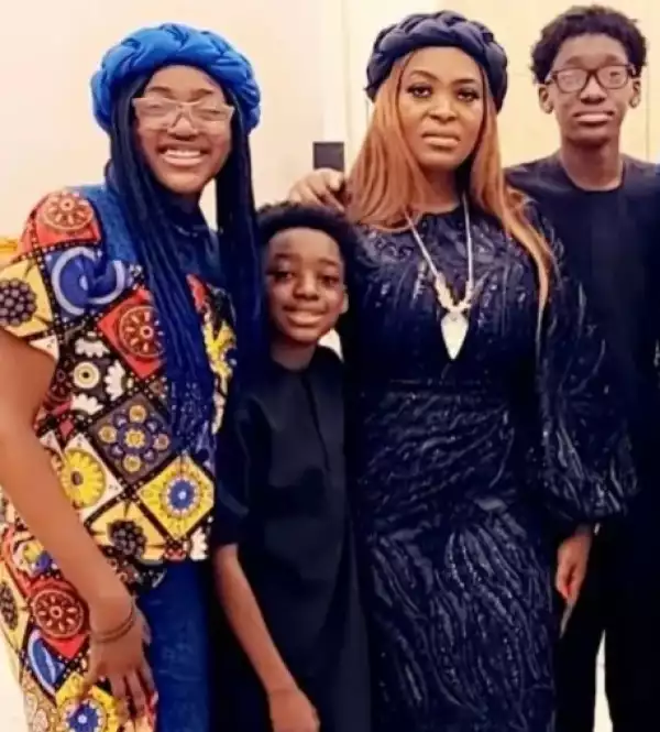 Lovely Photo of Pero Osayemi With Her Three Kids For Singer 2Face Idibia