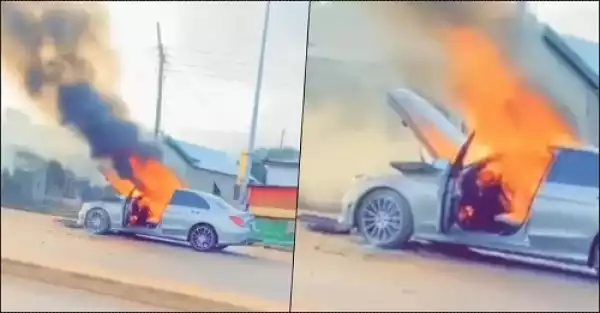 Man Cries As Fire Guts His Mercedes Benz Days After Purchase (Video)