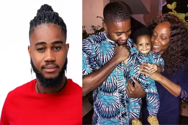 BUSTED: Photos of BBNaija Housemate, Praise With Wife And Kid Pop Up After He Said He Is Single