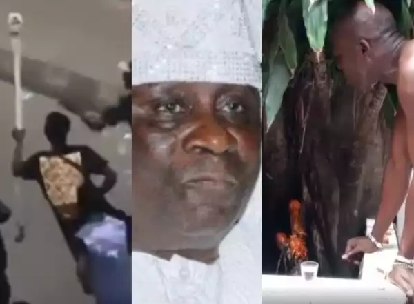 Traditional priests in Lagos rain curses on men who stormed the Oba of Lagos palace and stole his staff of office (video)