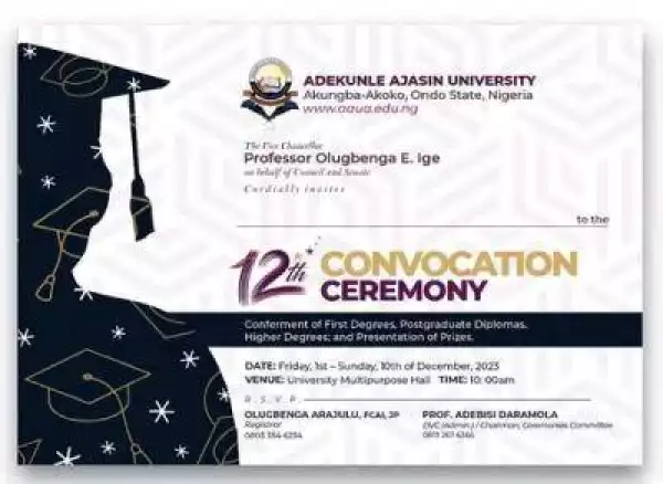 AAUA announces 12th Convocation Ceremony
